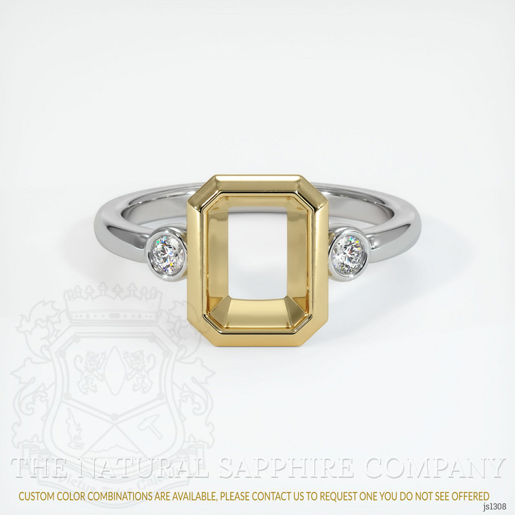 14K Yellow & White Three Stone Ring Setting