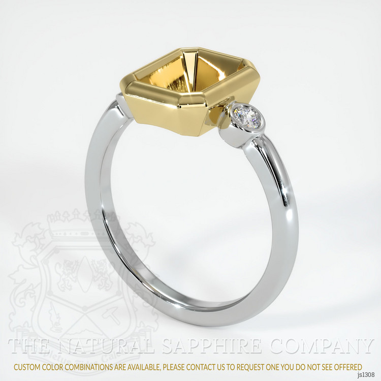 18K Yellow & White Three Stone Ring Setting