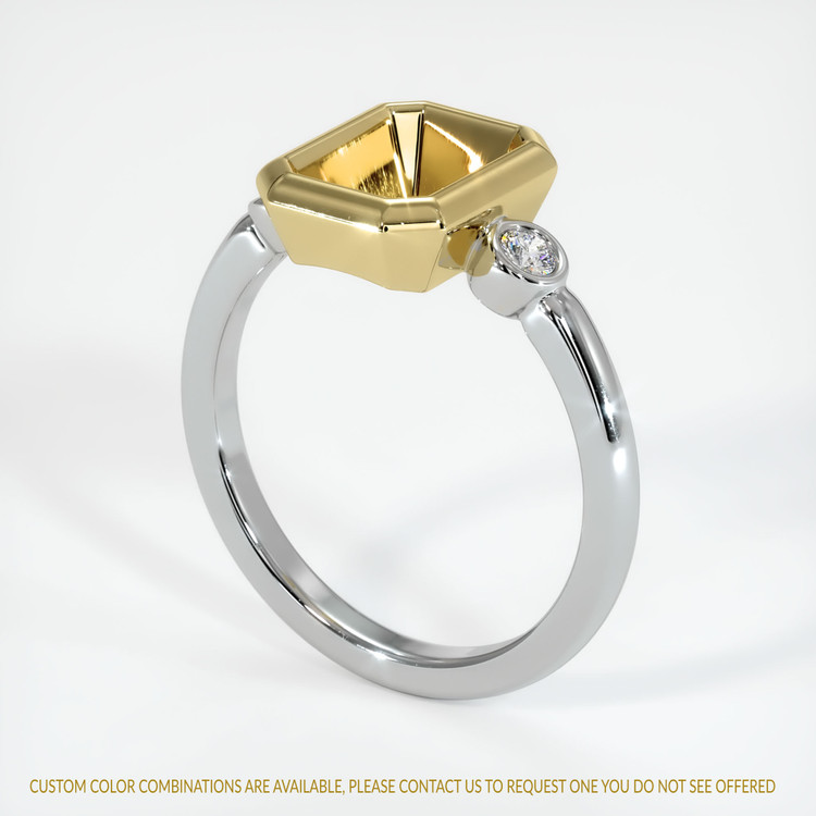 18K Yellow & White Three Stone Ring Setting