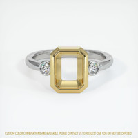 18K Yellow & White Three Stone Ring Setting Image