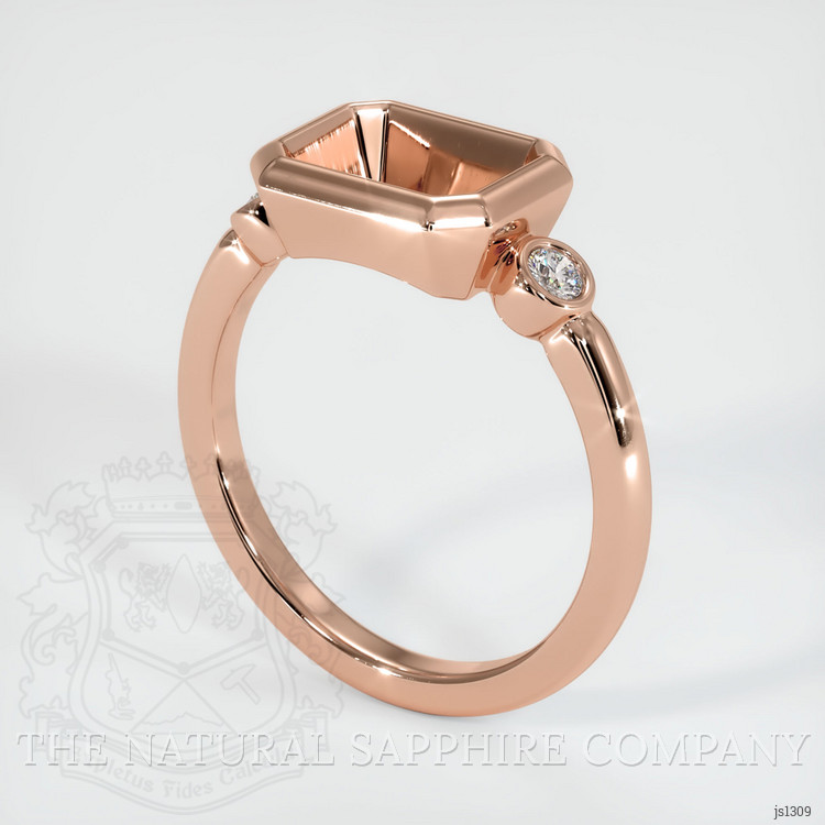 14K Rose Gold Three Stone Ring Setting