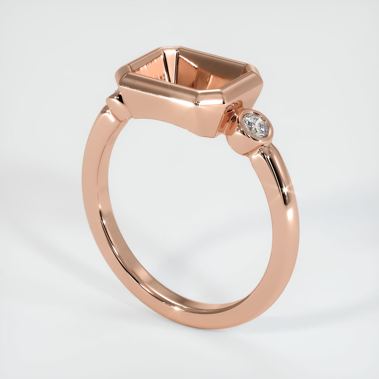 14K Rose Gold Three Stone Ring Setting