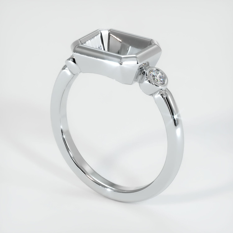 14K White Gold Three Stone Ring Setting