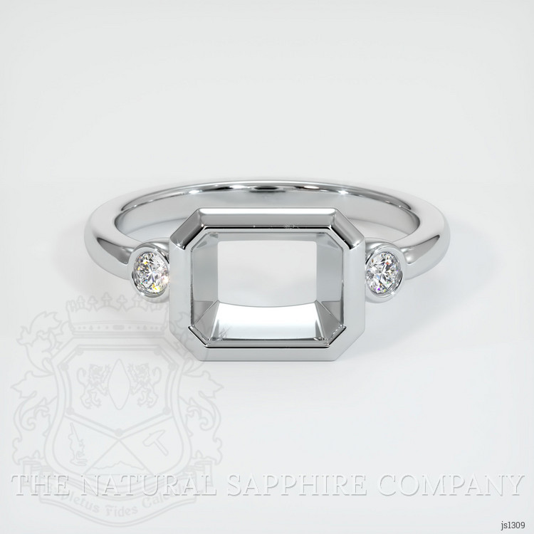 14K White Gold Three Stone Ring Setting