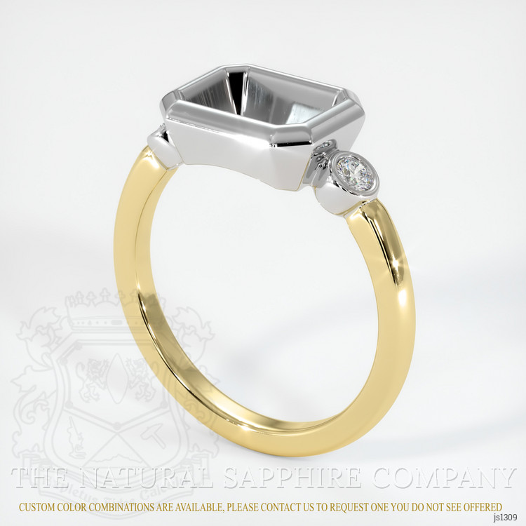 14K White & Yellow Three Stone Ring Setting