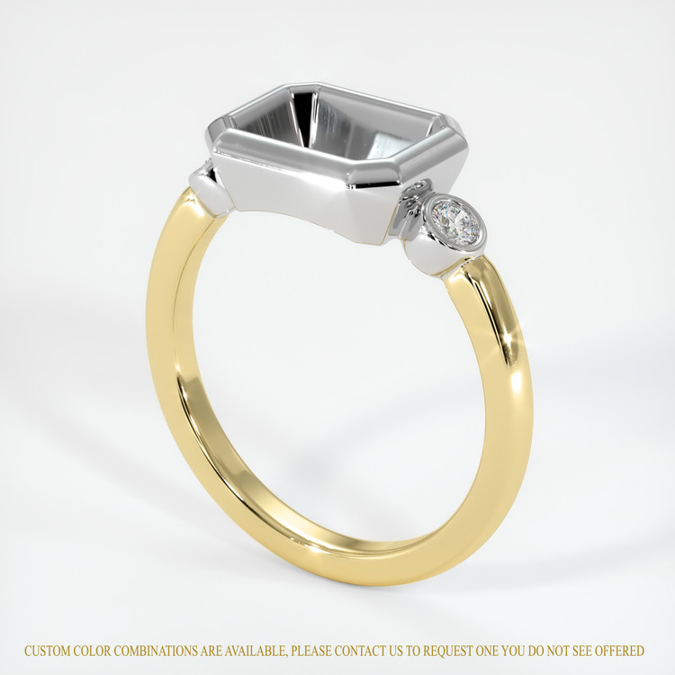 14K White & Yellow Three Stone Ring Setting