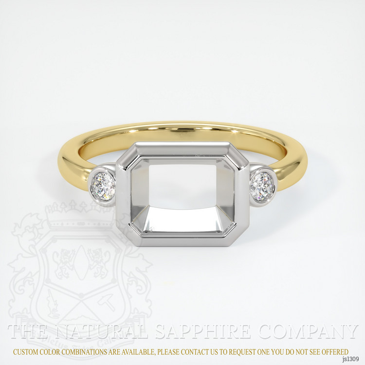 14K White & Yellow Three Stone Ring Setting