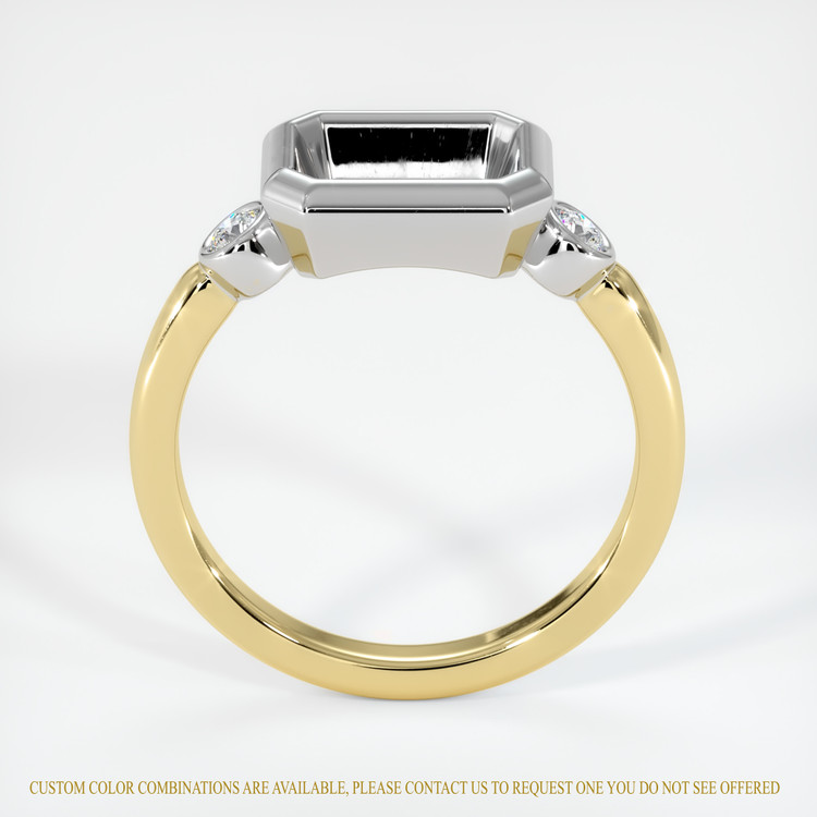 14K White & Yellow Three Stone Ring Setting