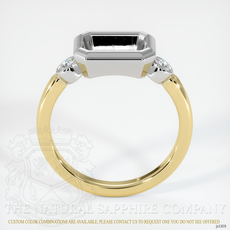 14K White & Yellow Three Stone Ring Setting