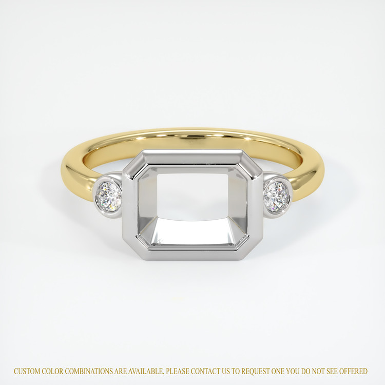18K White & Yellow Three Stone Ring Setting