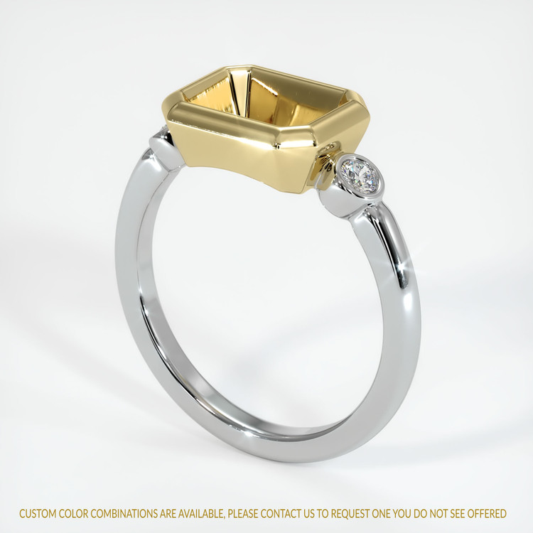 14K Yellow & White Three Stone Ring Setting