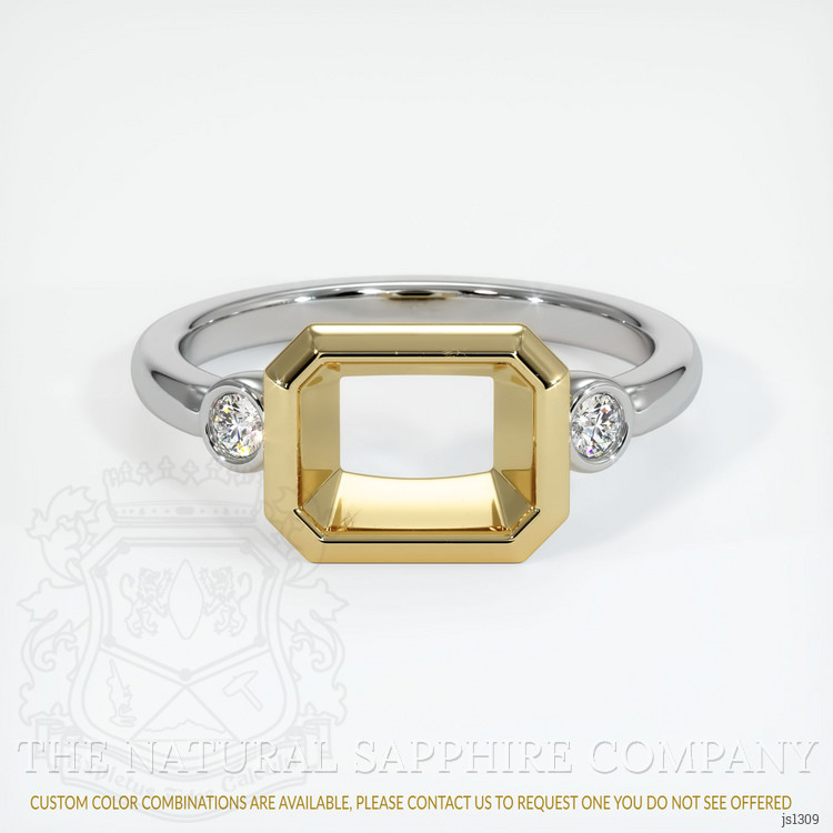 14K Yellow & White Three Stone Ring Setting