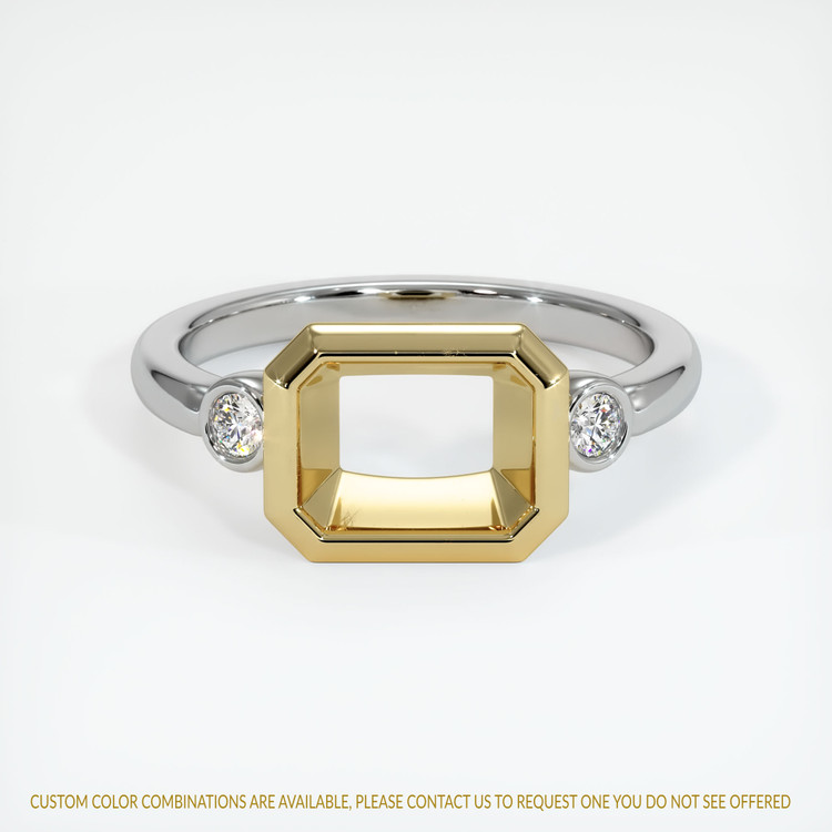 14K Yellow & White Three Stone Ring Setting