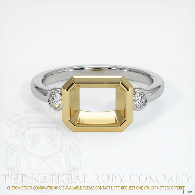 14K Yellow & White Three Stone Ring Setting