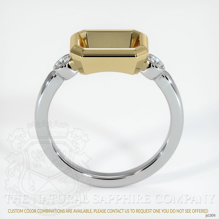 14K Yellow & White Three Stone Ring Setting