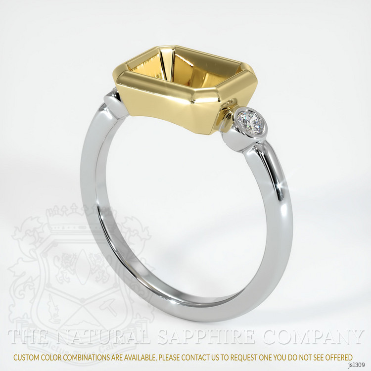 18K Yellow & White Three Stone Ring Setting
