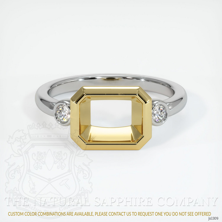 18K Yellow & White Three Stone Ring Setting