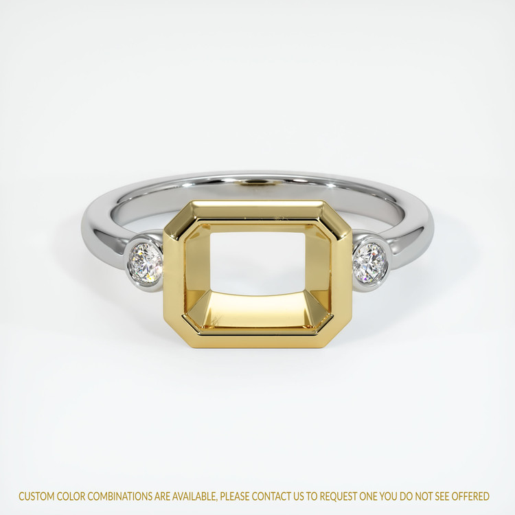 18K Yellow & White Three Stone Ring Setting