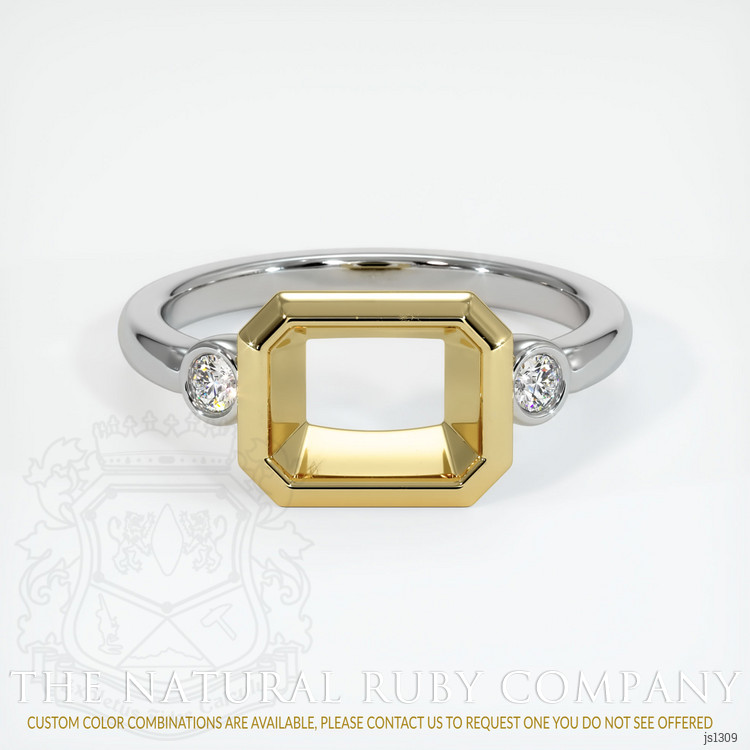 18K Yellow & White Three Stone Ring Setting