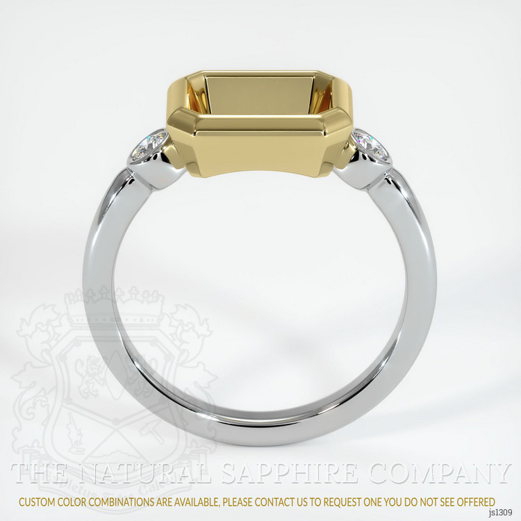 18K Yellow & White Three Stone Ring Setting