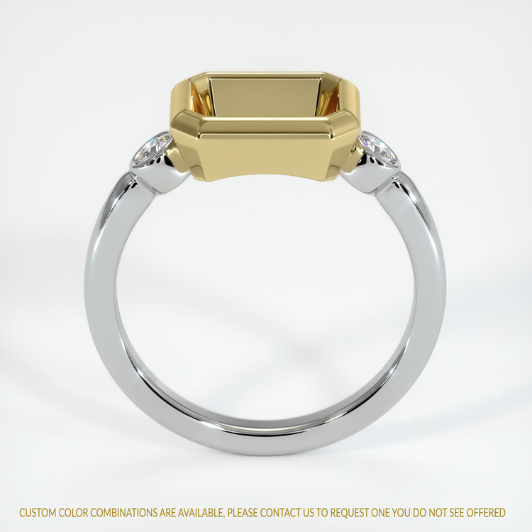 18K Yellow & White Three Stone Ring Setting