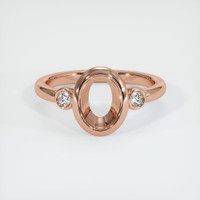 14K Rose Gold Three Stone Ring Setting Image