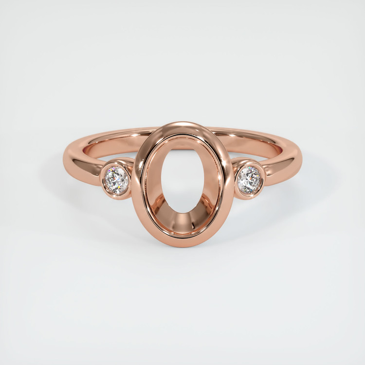14K Rose Gold Three Stone Ring Setting