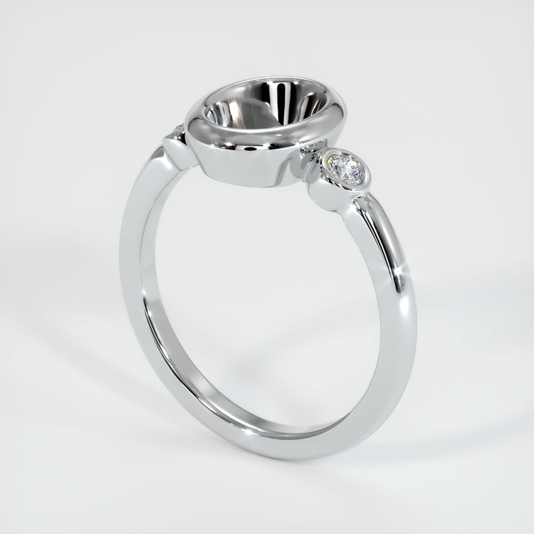 14K White Gold Three Stone Ring Setting