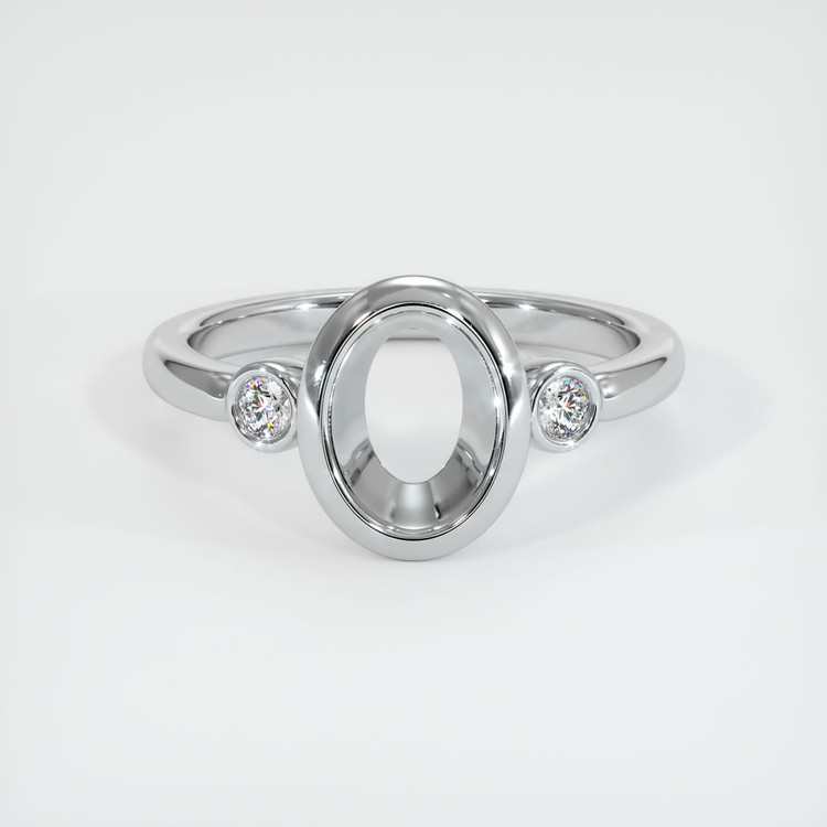 14K White Gold Three Stone Ring Setting