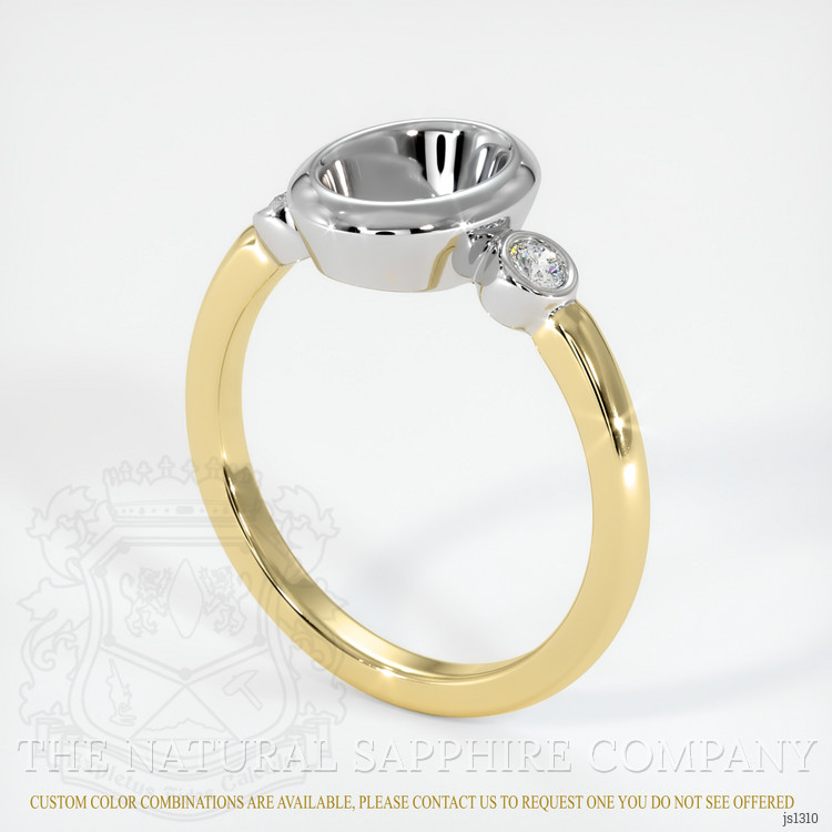 14K White & Yellow Three Stone Ring Setting