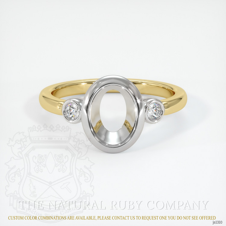 14K White & Yellow Three Stone Ring Setting