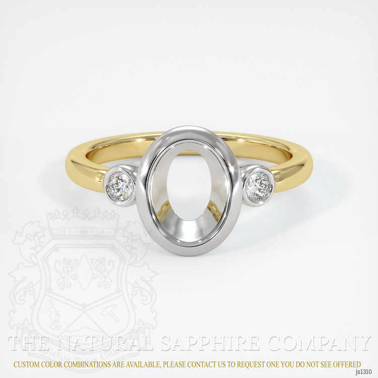 14K White & Yellow Three Stone Ring Setting