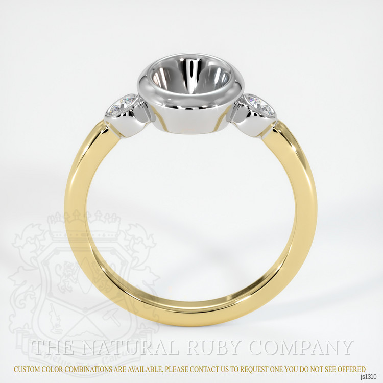 14K White & Yellow Three Stone Ring Setting