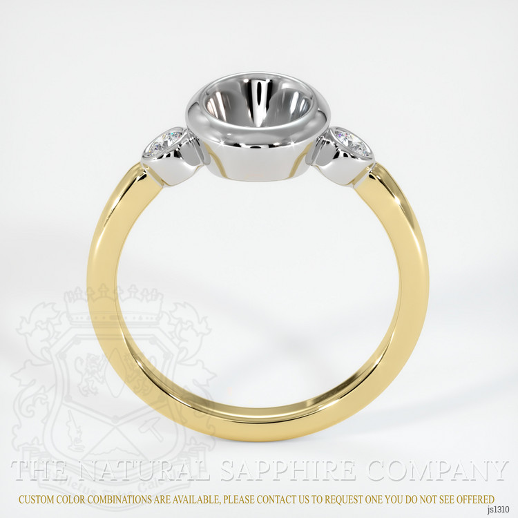 14K White & Yellow Three Stone Ring Setting