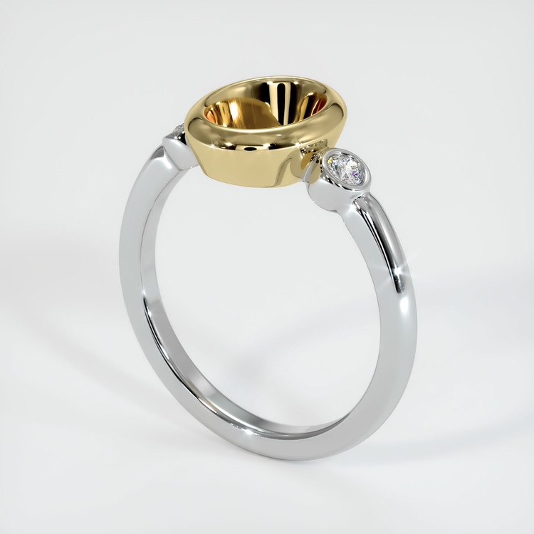 14K Yellow & White Three Stone Ring Setting