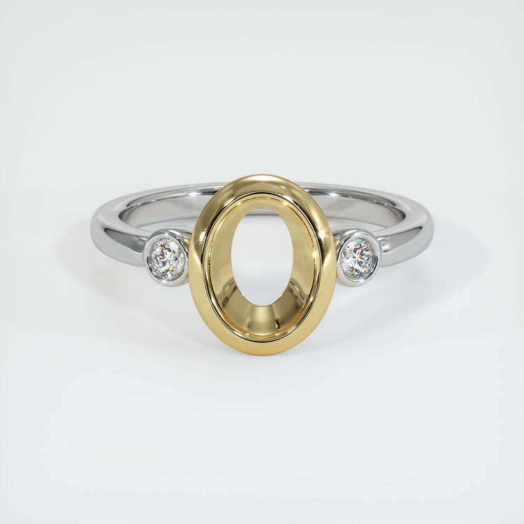 14K Yellow & White Three Stone Ring Setting