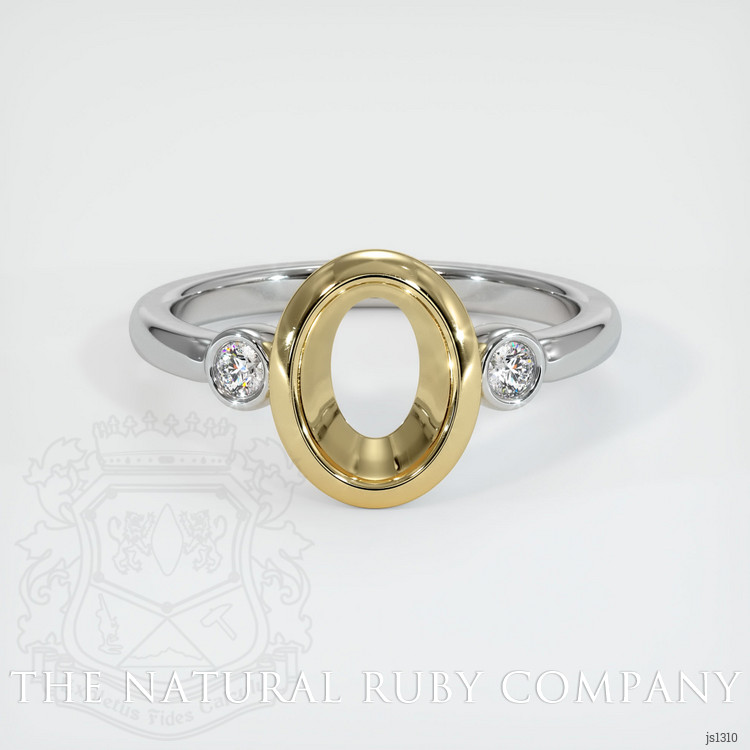 14K Yellow & White Three Stone Ring Setting