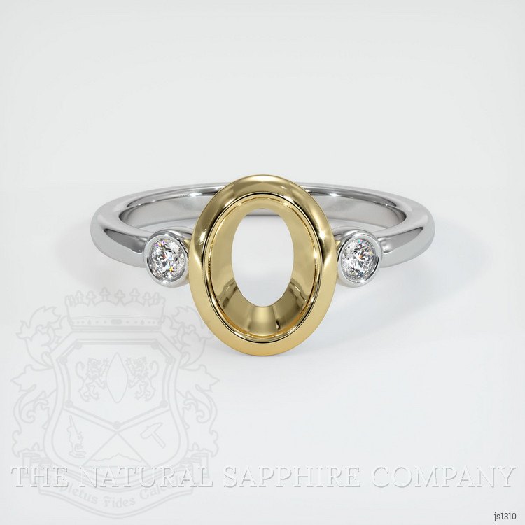 14K Yellow & White Three Stone Ring Setting