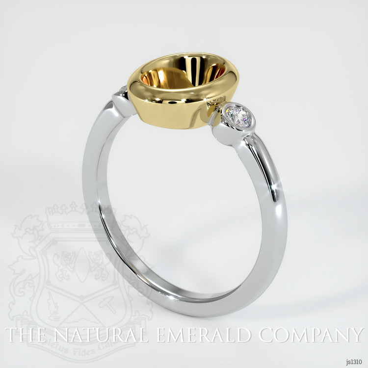 18K Yellow & White Three Stone Ring Setting