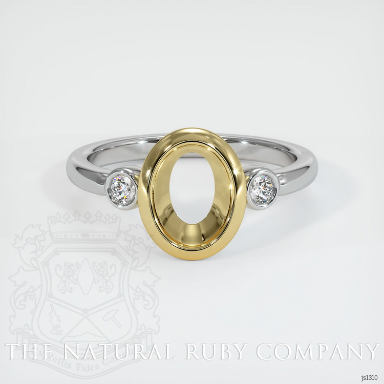 18K Yellow & White Three Stone Ring Setting