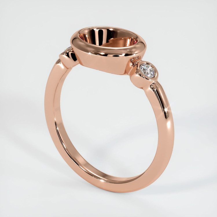 14K Rose Gold Three Stone Ring Setting