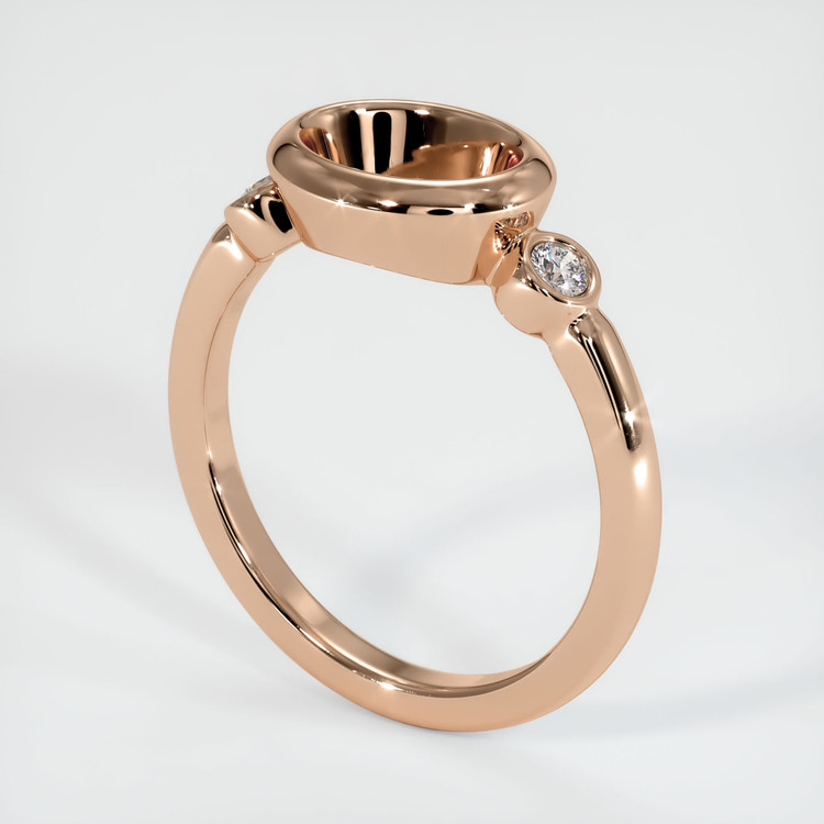 18K Rose Gold Three Stone Ring Setting