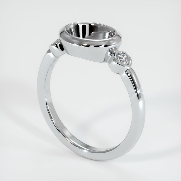 14K White Gold Three Stone Ring Setting