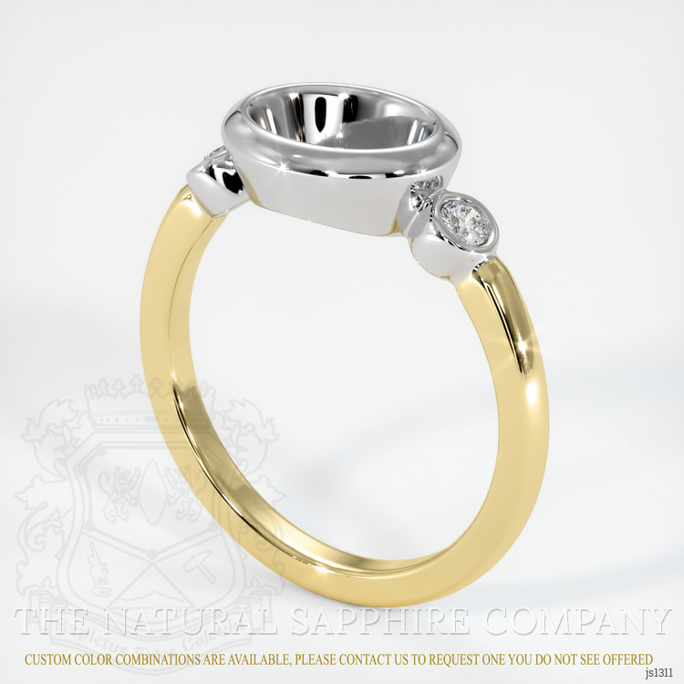 14K White & Yellow Three Stone Ring Setting
