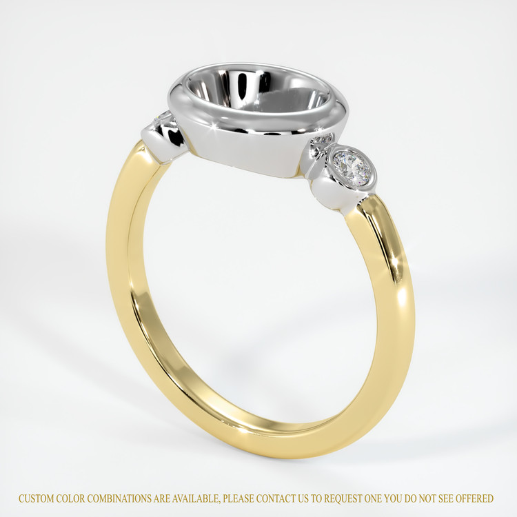 14K White & Yellow Three Stone Ring Setting