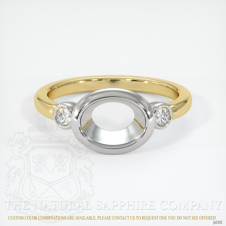 14K White & Yellow Three Stone Ring Setting