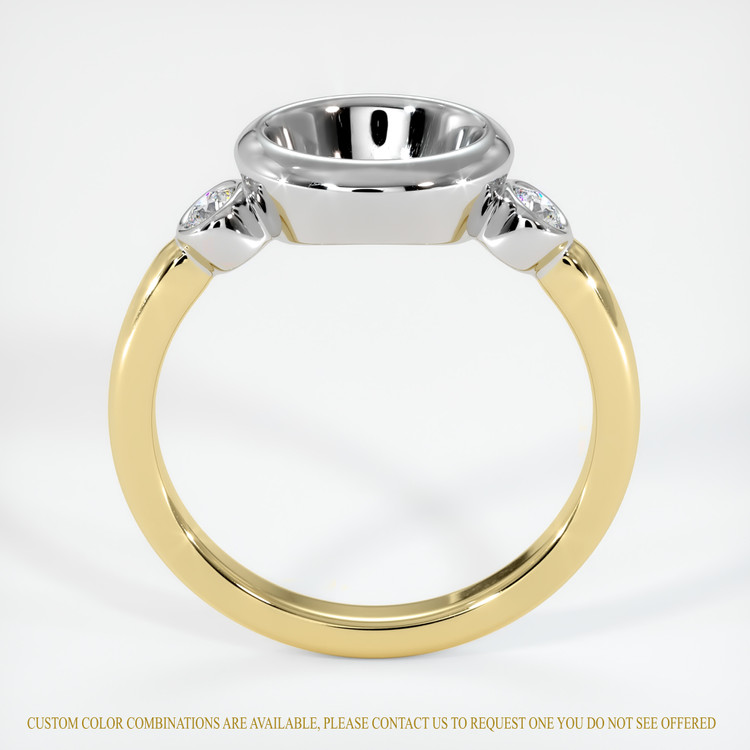 14K White & Yellow Three Stone Ring Setting