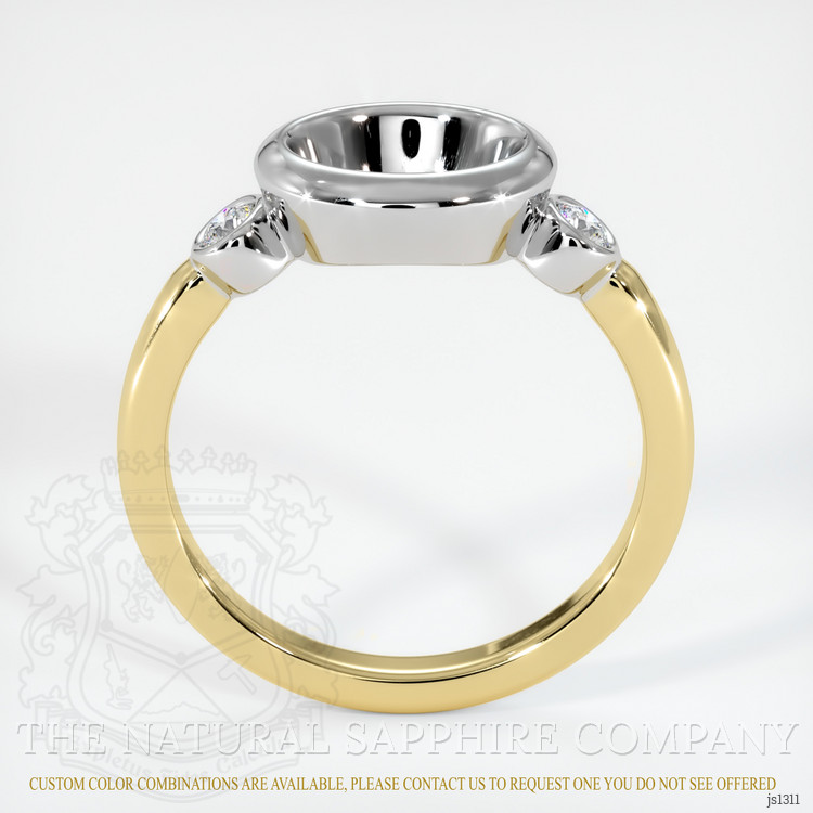14K White & Yellow Three Stone Ring Setting