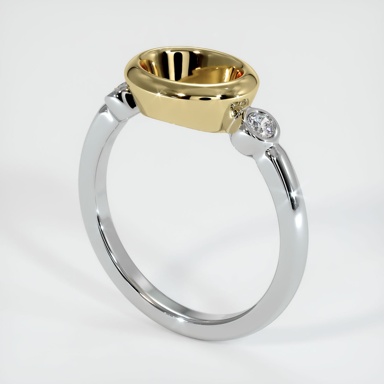 14K Yellow & White Three Stone Ring Setting