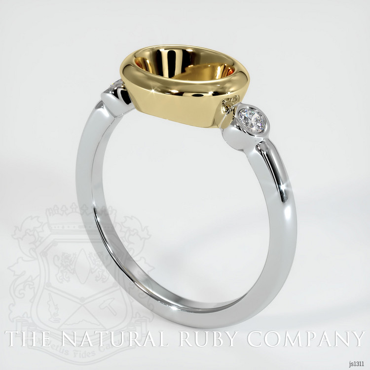 14K Yellow & White Three Stone Ring Setting